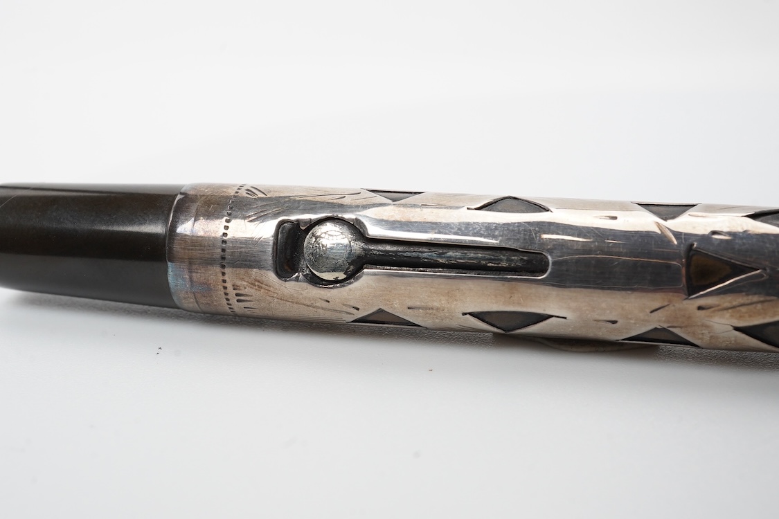 A Waterman 452 Sterling filigree fountain pen with No.2 14ct. gold nib